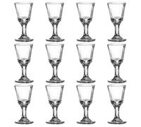 12 mini vasos de chupito, mini copas de vino transparentes de 10 ml con base, tazas de vidrio pequeñas para vino, tequila, whisky, licores