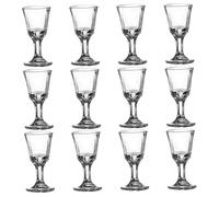12 mini vasos de chupito, mini copas de vino transparentes de 10 ml con base, vasos de vidrio pequeños para vino, tequila, whisky, licores, de vidrio pequeños