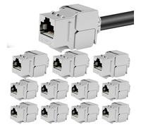 12 módulos Keystone CAT 8 hembra RJ45, 40 Gbps hasta 2000 MHz, montaje sin herramientas para cable de instalación CAT8/CAT7A/CAT7, totalmente blindado STP con carcasa de metal, compatible con panel de