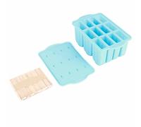 12 - Molde de hielo con tapa, molde de helado plegable de silicona de grado alimenticio, bandeja de congelador reutilizable para cubitos de hielo, yogur, pudín y paletas de fruta