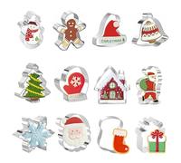 12 Moldes Galletas Navidad, Moldes De Navidad,Incluye Cortadores Con Forma De árbol De Navidad, Copo De Nieve, Hombrecito De Jengibre Y Papá Noel, Aptos Para Galletas, Bayas Y Queso