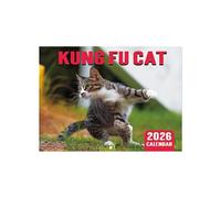 12-Month 2026 kung fu Cat Calendar Paper Wall Hanging with Feline Design for Office Supplies and Personal Planner Accessory