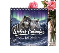 12 Month 2027 Wolf Theme Wall Calendar Agenda Planner