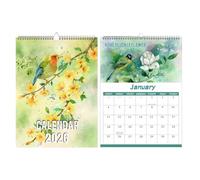 12 Month Exotic Birds Spiral Bound Calendars - Bird Year Wall Calendar 2026, Decorative Home Offices Monthly Organizer For Dorm Apartment Bedroom Kitchen Living Room Study