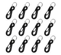 12 mosquetones de metal pequeños de 2,5 cm, clips Caribeana para llavero, para mochila al aire libre, viajes, camping, senderismo, llavero, pesca de perros (negro)