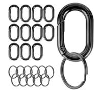 12 mosquetones negros y 12 llaveros, mosquetón, mosquetón pequeño, juego de carabinas para llaveros, accesorios de camping, monederos, piezas de repuesto