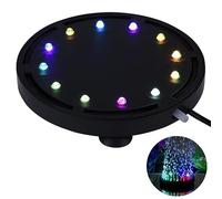 12 multicolor RGB LED Fish tank Iluminación subacuática con burbujas de aire subacuáticas Night sea / multicolor LED Aquarium Air Stone Disco, circular acuario Bubbler con cambio de color automático