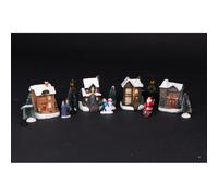 12×Navidad LED Pueblo Decoración de Navidad la Mesa 10 Piezas Polystone