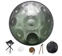 12 Notas 22 Pulgadas Handpan, D-Minor 432 Hz Instrumento de percusión de Tambor de Acero, Mandala Rendimiento Musical Hecho a Mano Curación Instrumento Musical Regalo Plata