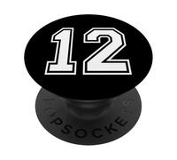 12 Número Doce Equipo Deportivo Diseño Gráfico Juego Varsity PopSockets PopGrip Adhesivo