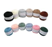 12 ovillos de hilo de 190 g de hilo de poliéster y algodón de colores, hilo de tejer de 8 capas para pistola y aguja de perforación, hilo de ganchillo de 5 mm para alfombra/suéter/bufanda
