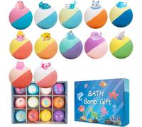 12-Pack Bath Bombs with Toys Inside, Gentle Skin-Friendly Fizzing Bath Bombs for Easter and Birthday Gifts, Ocean-Themed Gift Box with Hidden Toy Inside