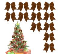 12 Pack Christmas Tree Bows, 6 Inch Rustic Wreath Gift Bow, Vintage Velvet Bows for X'mas Tree, Christmas Velvet Ribbon Ornaments, Red Bow Velvets Ornament for Winter Garland DIY Craft Wrapping Decor