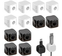 12 Pack Clip de Cable Magnético, Organizador de Cable Auto-Adhesivo, Soporte de Cable Ajustable para Hogar Oficina Cocina Pared Coche Escritorio Dormitorio Mesita de Noche (Negro & Blanco, 7.5mm Diáme