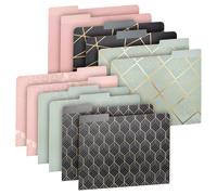 12 Pack Decorative File Folders with Gold Foil Geometrical Accents 1/