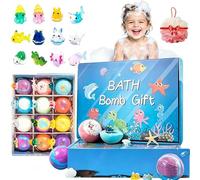 12-Pack Kids Bath Bombs With Surprise Inside,Ocean Theme Bathes Fizzies,Natural Sea Salt Color Changing Spa Bathing Balls,Upgrade Gifts Bubble Easter Basket Stuffers,Gentle On Sensitive Skin.