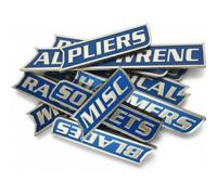 12 Pack Magnetic Tool Box Labels, Strong Hold Reusable 3D-Printed Labels for Garage Workshop & Tool Carts｜Quick Identification Organizer for Mechanics & DIY Enthusiasts (Blue,24pcs)