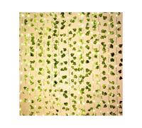 12 pack of artificial maple green vine leaf garlands with 100 LED fairy string lights, fake green leaf hanging rope fake flower decoration