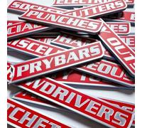 12 Pack of Magnetic Toolbox Labels, 3D-Printed Tool Box Labels, Reusable Magnet Tags, for Steel Toolboxes, Carts, Drawers, and Cabinets (Red)