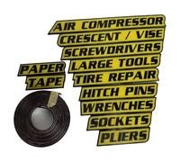 12 Pack of Magnetic Toolbox Labels, 3D Printed Toolbox Drawer Tags Magnetic Tool Box Labels, Reusable Tags for Steel Toolboxes, Carts, Drawers, and Cabinets (Yellow)