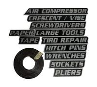 12 Pack of Magnetic Toolbox Labels, 3D Printed Toolbox Drawer Tags Magnetic Tool Box Labels, Reusable Tags for Steel Toolboxes, Carts, Drawers, and Cabinets (Black)