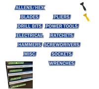 12 Pack of Magnetic Toolbox Labels Magnetic Toolbox Drawer Labels, 3D-Printed Tool Box Labels, General Tool Box Organize Accessories, Reusable Tags, Easy to Read Printing (Blue)