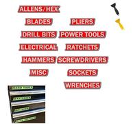 12 Pack of Magnetic Toolbox Labels Magnetic Toolbox Drawer Labels, 3D-Printed Tool Box Labels, General Tool Box Organize Accessories, Reusable Tags, Easy to Read Printing (Red、)