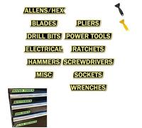 12 Pack of Magnetic Toolbox Labels Magnetic Toolbox Drawer Labels, 3D-Printed Tool Box Labels, General Tool Box Organize Accessories, Reusable Tags, Easy to Read Printing (Yellow)