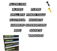 12 Pack of Magnetic Toolbox Labels Magnetic Toolbox Drawer Labels, 3D-Printed Tool Box Labels, General Tool Box Organize Accessories, Reusable Tags, Easy to Read Printing (Black)