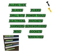 12 Pack of Magnetic Toolbox Labels Magnetic Toolbox Drawer Labels, 3D-Printed Tool Box Labels, General Tool Box Organize Accessories, Reusable Tags, Easy to Read Printing (Green)