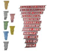 12 Pack of Magnetic Toolbox Labels, New 3D-Printed Tool Box Labels, General ToolBox Organize Accessories,Easy to Stick and Remove, for Tool Organization, Carts, Drawers, and Cabinets (Red)