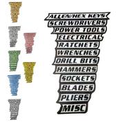 12 Pack of Magnetic Toolbox Labels, New 3D-Printed Tool Box Labels, General ToolBox Organize Accessories,Easy to Stick and Remove, for Tool Organization, Carts, Drawers, and Cabinets (White)