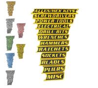 12 Pack of Magnetic Toolbox Labels, New 3D-Printed Tool Box Labels, General ToolBox Organize Accessories,Easy to Stick and Remove, for Tool Organization, Carts, Drawers, and Cabinets (Yellow)