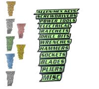 12 Pack of Magnetic Toolbox Labels, New 3D-Printed Tool Box Labels, General ToolBox Organize Accessories,Easy to Stick and Remove, for Tool Organization, Carts, Drawers, and Cabinets (Green)