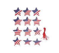 12 Packs Wooden Star Decor Door Wall Decorations Star Wood Hanging Sign for Independence Day