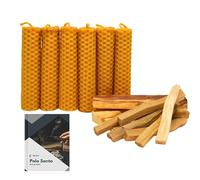 12 Palo Santo Sagrado XL Incienso Premium - 6 Velas de Miel - 100% Natural y sostenible - Regulado por el Gobierno de Perú - Corte Artesanal (12 Palo Santo + 6 Velas de Miel)