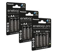 12 PANASONIC ENELOOP PRO AA BATTERIES ECO RECARGABLE HR6 4BL 1.2V 2500mAh NUEVO
