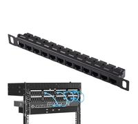 12 Panel De Parches De Puerta - Cat5e Cat6 Cables Gestión De Rack | Organizador De Gestión De Alambre Negro | 10.04x0.91x1.14 Pulgadas Panel De Parches Ethernet No Blindado Para Organización De Red