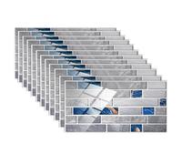 12 paneles de pared 3D autoadhesivos, 10 x 20 cm, diseño de ladrillo imitado, adhesivos de mosaico, adhesivos de pared impermeables para baño, cocina, dormitorio, decoración (B)