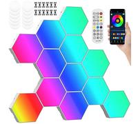 12 paneles LED Hexágono de pared lámpara, Smart Music Sync Deco modulares RGB Lights App & Control remoto, Juego Setup Neon Deco Apliques para decoración de hogar, bar, fiesta, salas de juegos (12
