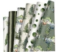 12 papeles de regalo navideños de 50 x 68 cm, papel de scrapbooking navideño verde bosque con diseño de ciervo, recortable, ideal para, bodas y fiestas.