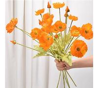 12 Paquetes de Flores Artificiales, Margaritas de Seda, Flores Silvestres Falsas con Tallos, arbustos vegetalesarreglos de Plantas para el hogar y el jardín para decoración (Naranja)