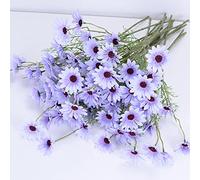 12 paquetes de flores artificiales, margaritas de seda, resistentes a los rayos UV, arbustos vegetales, arreglos de plantas para el hogar y el jardín para decoración (morado)