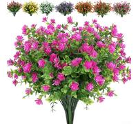 12 paquetes de flores artificiales para exteriores, plantas falsas, arbustos sintéticos, realistas, nunca se decoloran, resistentes a la intemperie, decoración de jardín, hogar, patio (fucsia)