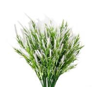 12 paquetes de hierba artificial de mono para decoración de interiores y exteriores, césped simulado de plástico para vallas de jardín, pasarelas y proyectos florales creativos (blanco)