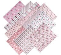 12 paquetes de tela de algodón rosa de Navidad, 45 x 55 cm, árbol de Navidad, Papá Noel, muñeco de nieve, telas de costura para acolchar, manualidades festivas y proyectos navideños