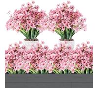 12 Paquetes plantas Artificiales al Aire Libre, Flores Falsas Decorativas para el hogar, jardín, Pared, Boda, Fiesta, Flores de imitación a Granel para macetas Exteriores, Caja de Ventana (rosa)