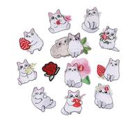 12 parches para planchar con diseño de gatos blancos para reparación de animales, para decoración de bolsas de ropa