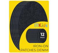 12 Parches Termoadhesivos Denim Oscuro para Plancha. Rodilleras o Coderas para Reparar Pantalones, Chaquetas, Jerseys y Camisas 16 x 10 cm