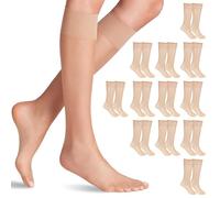 12 pares de calcetines altos hasta la rodilla para mujer, color de piel clara, calcetines largos transparentes para mujer, medias altas hasta la rodilla, medias de nailon transparente para mujer,